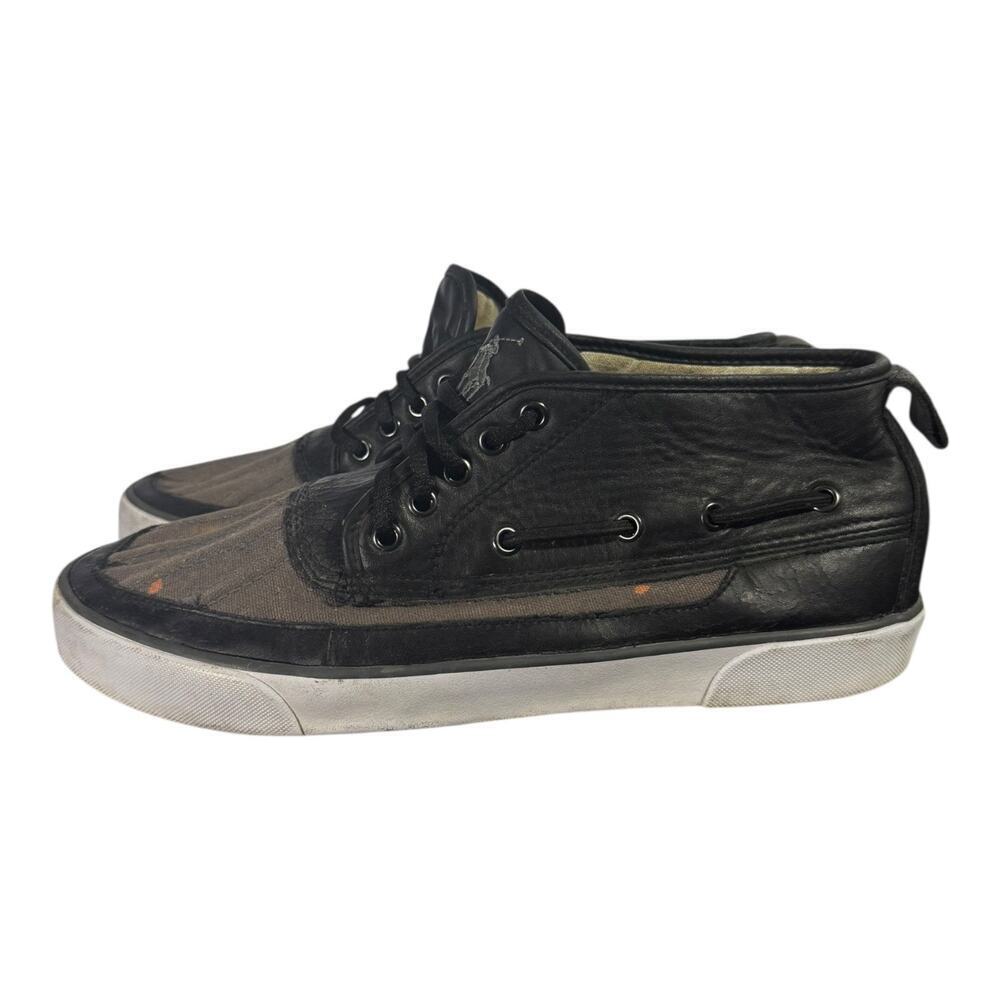 Polo Ralph Lauren Mens Parkstone Mid Sneakers Black/Brown Size 11.5D Lace Up - Picture 4 of 8